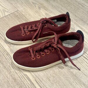 Allbirds Women's Wool Runner shoes, Dark Maroon Red, Size 9